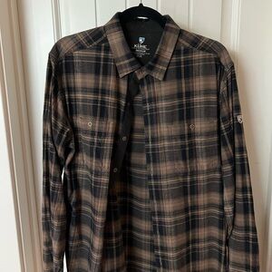Men's Plaid Shirt - Black and Brown